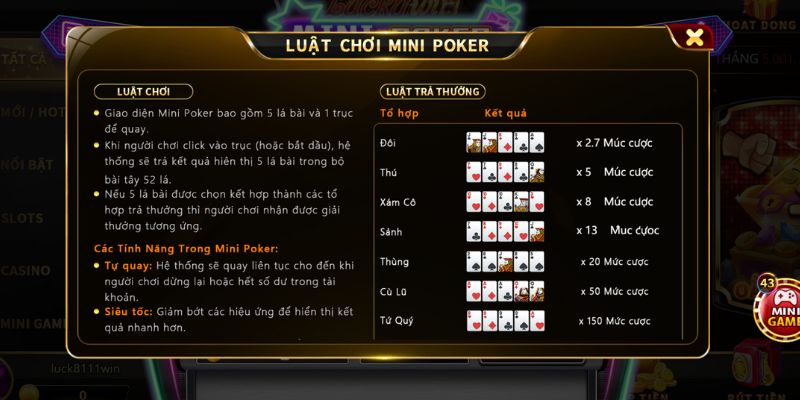Mini Poker: Thử Vận May, Rinh Ngay Thưởng Khủng tim hieu luat choi mini poker cho nguoi choi moi tham gia