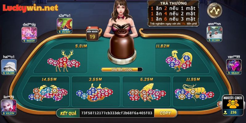 Bầu Cua Luckywin| Lắc Mỏi Tay Rinh Ngay Tiền Thưởng Hệ thống sẽ thực hiện lắc 3 quân xúc xắc nhất định và đặt xuống bàn cược